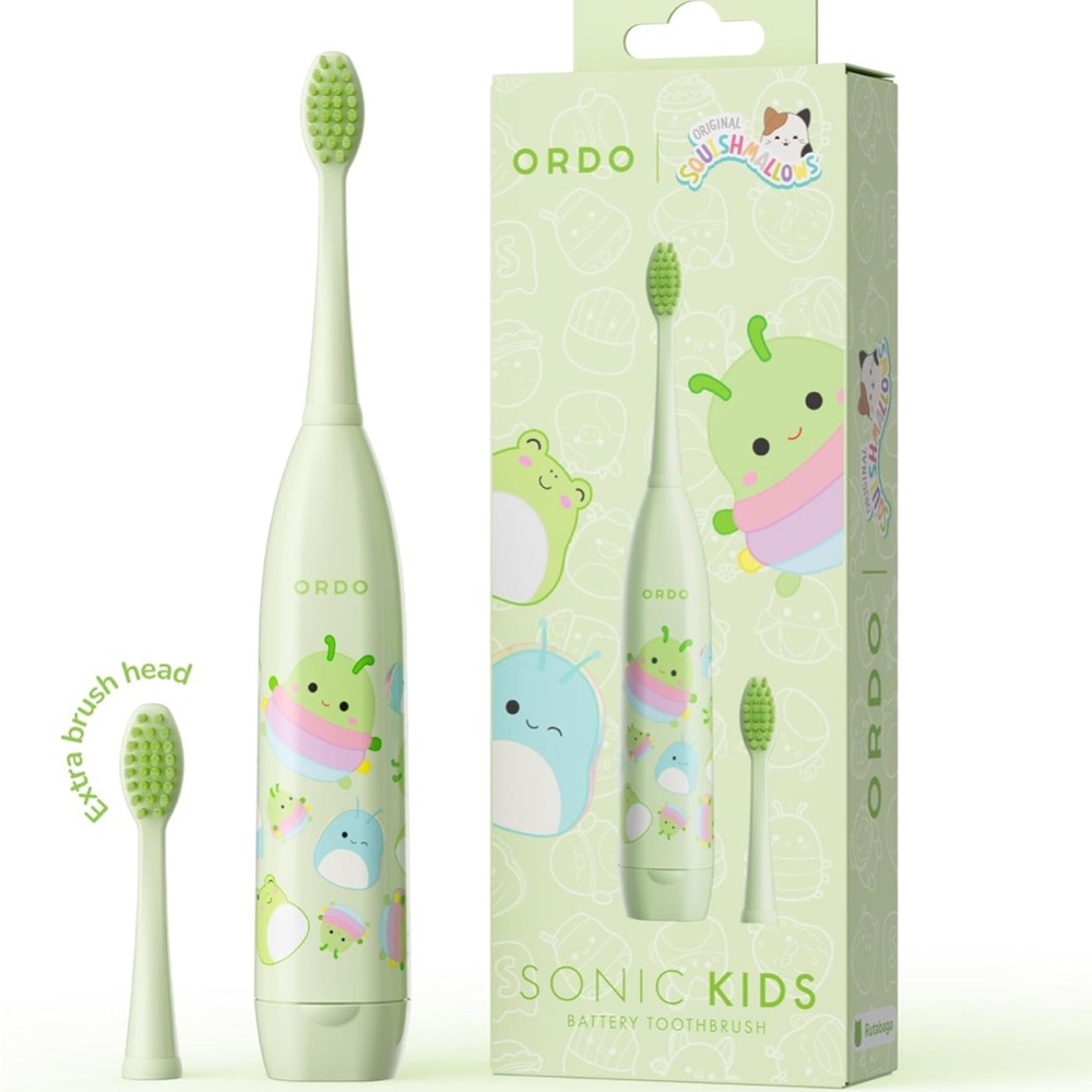 New Ordo -Squishmallow Sonic Kids Battery Toothbrush - Green Rutabaga